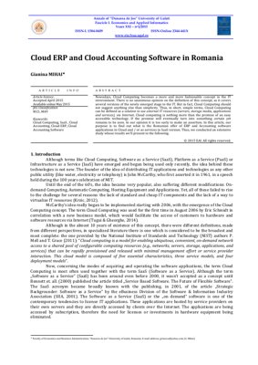 PDF Document Cover - Analysis of Cloud ERP and Cloud Accounting Software in Romania